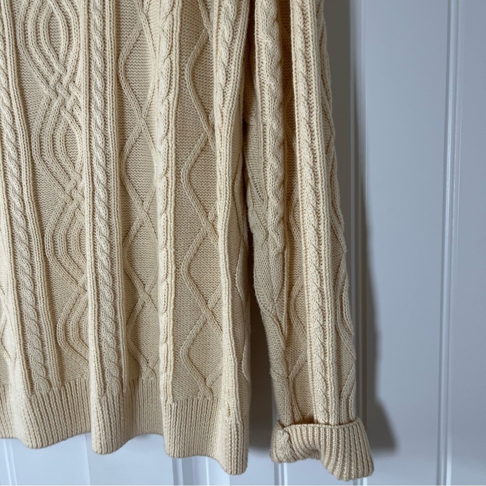 Vintage Cable Knit Fisherman Turtleneck Sweater Scandi Gilmore Size Small Cotton - Picture 9 of 10